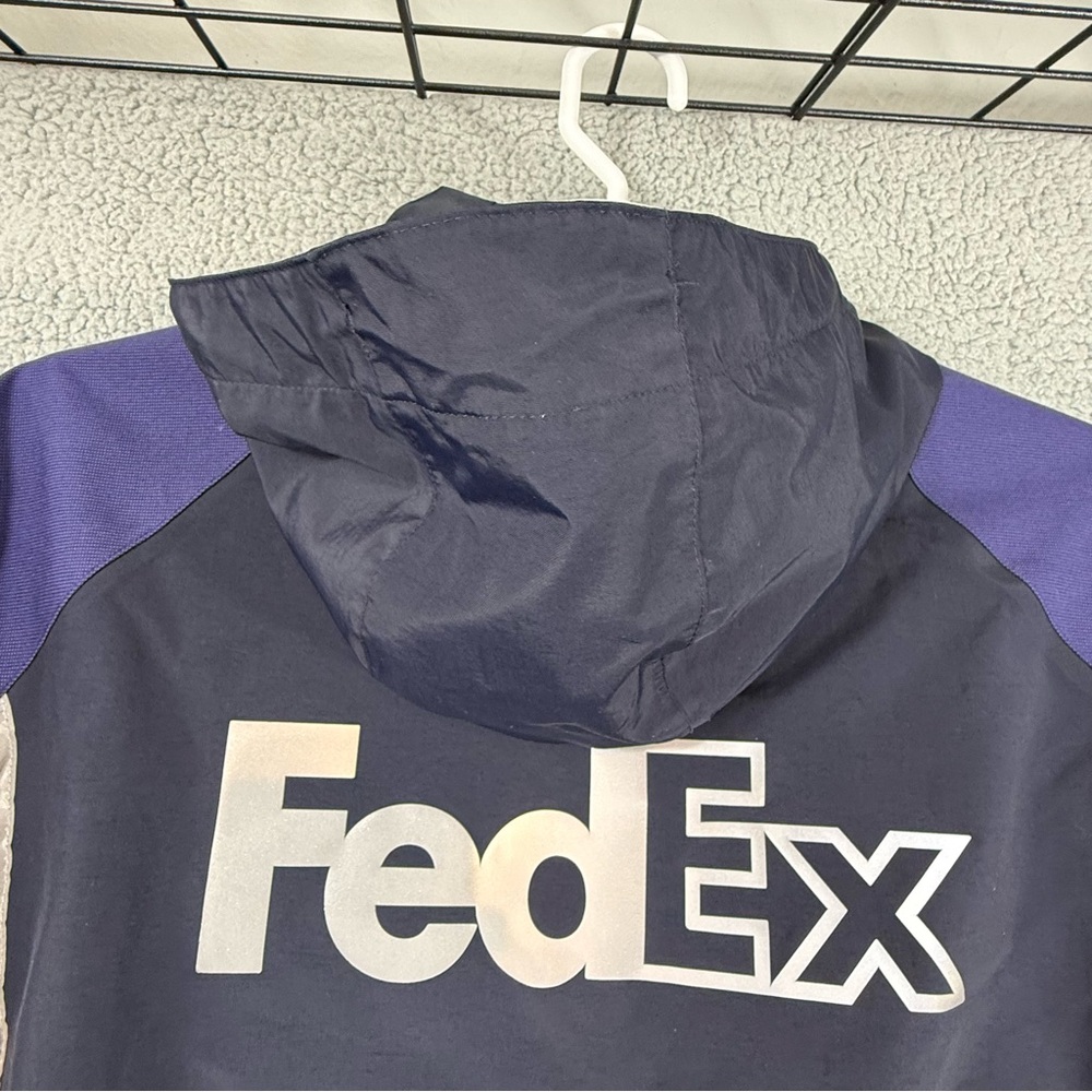 FedEx Black Windbreaker Jacket with Reflective Trim - Picture 11 of 16